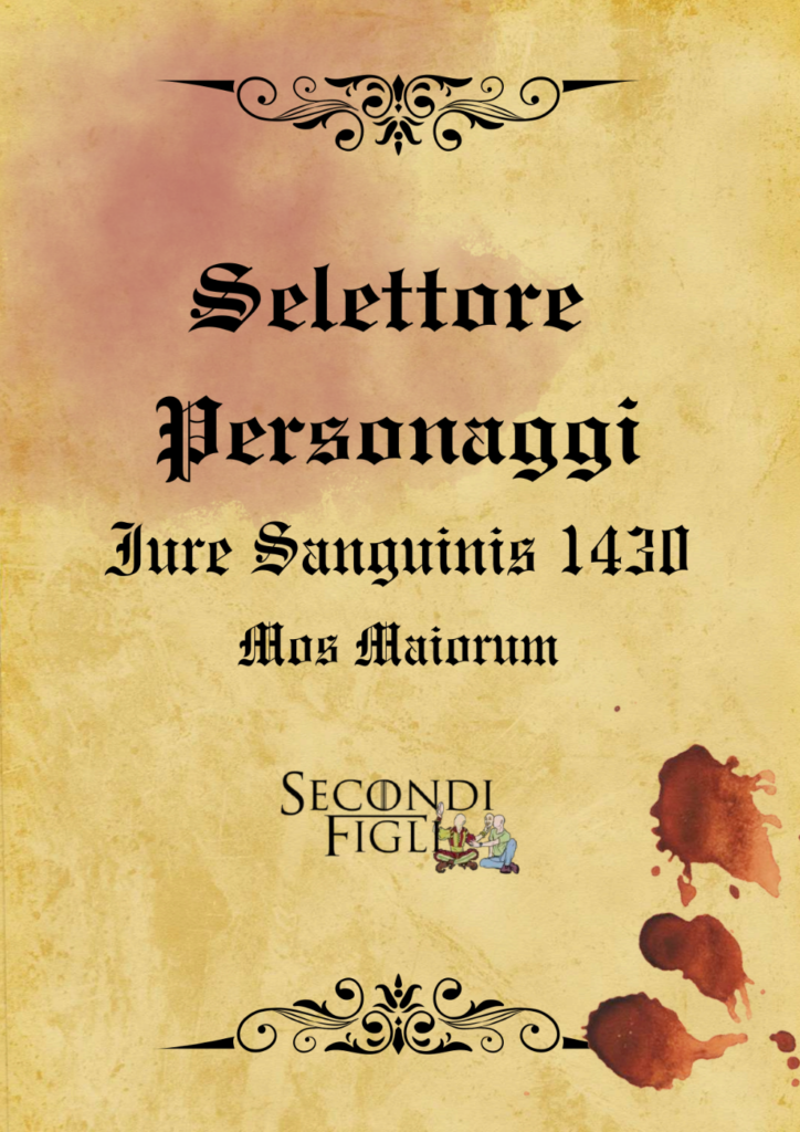 copertina Selettore personaggi Iure Sanguinis 1430 - Mos maiorum