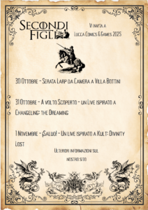 Locandina eventi nelle sere di Lucca C&G. Informazioni in chiaro nella pagina
