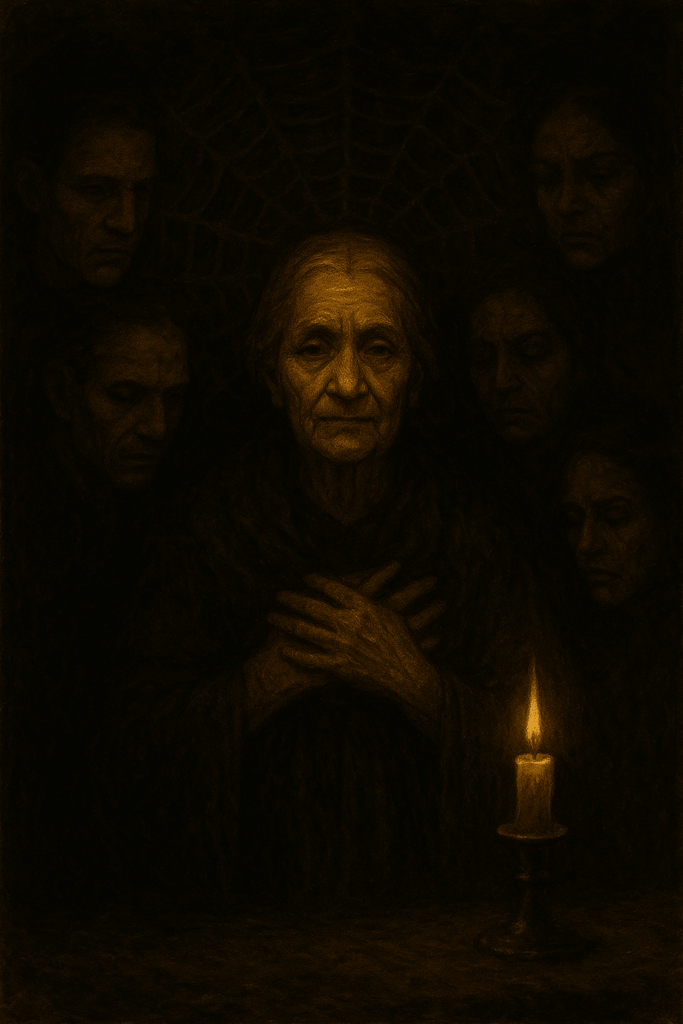 disegno scuro kult signora mani giunte candela